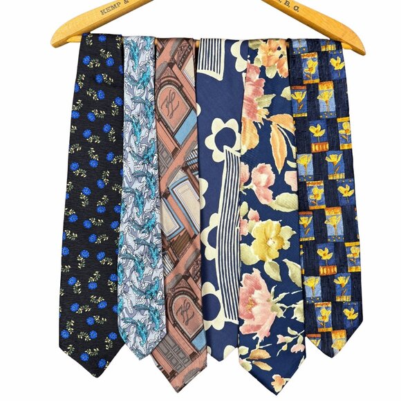 Vintage Silk Ties Bold Print Neckties, Retro Menswear Gift, Wedding Guest - Picture 1 of 5